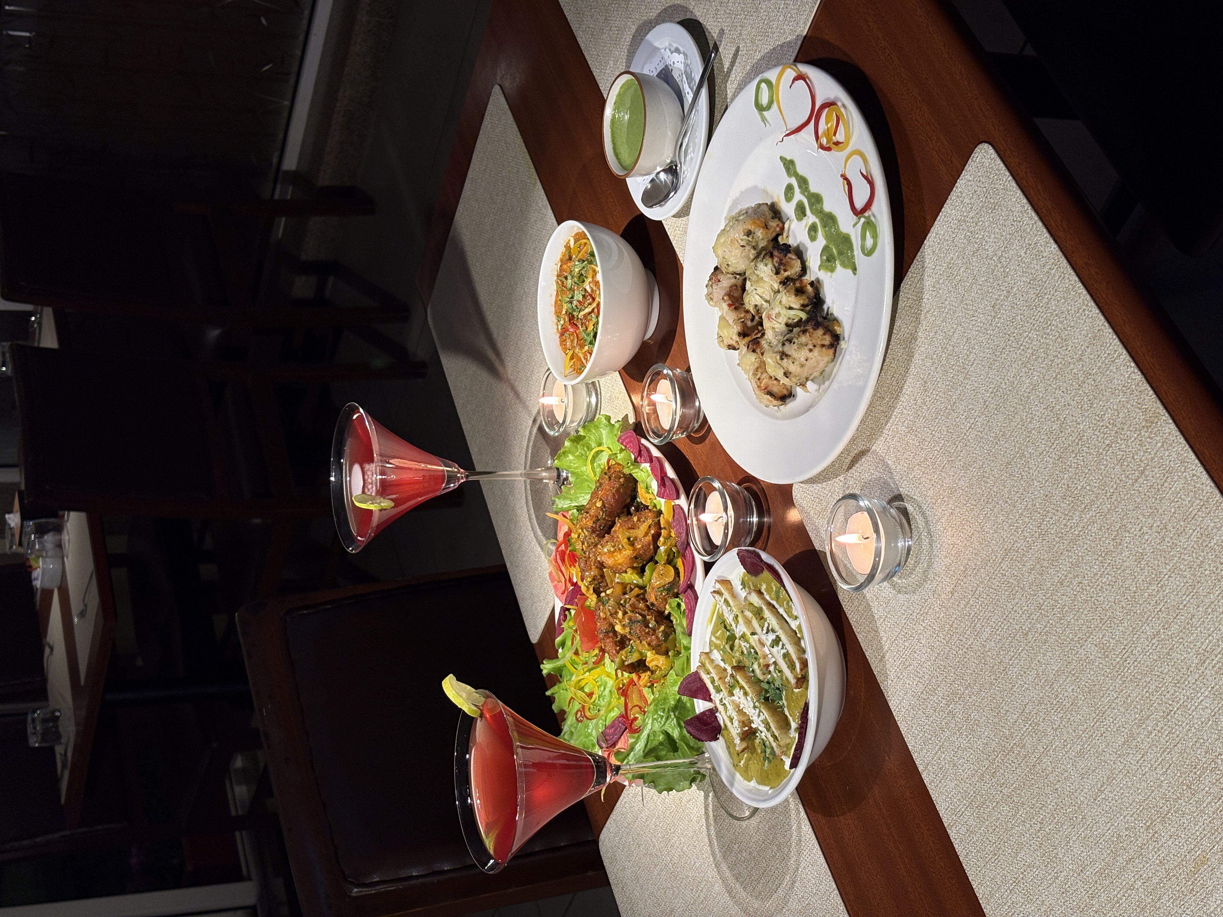 Candlelit dinner spread